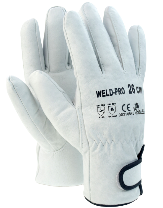 WELD PRO 26 cm ถุงมือกันความร้อน ถุงมืออาร์กอน สวมทับกันไฟฟ้า ยาว 26 ซม. หนังแกะ