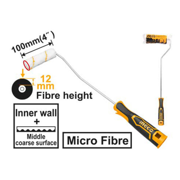 INGCO ลูกกลิ้งทาสี 4″ 12mm ด้ามยาว