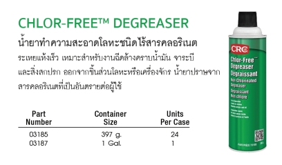 CRC CHLOR-FREE DEGREASER น้ำยาทำความสะอาดโลหะชนิดไร้สารคลอริเนต